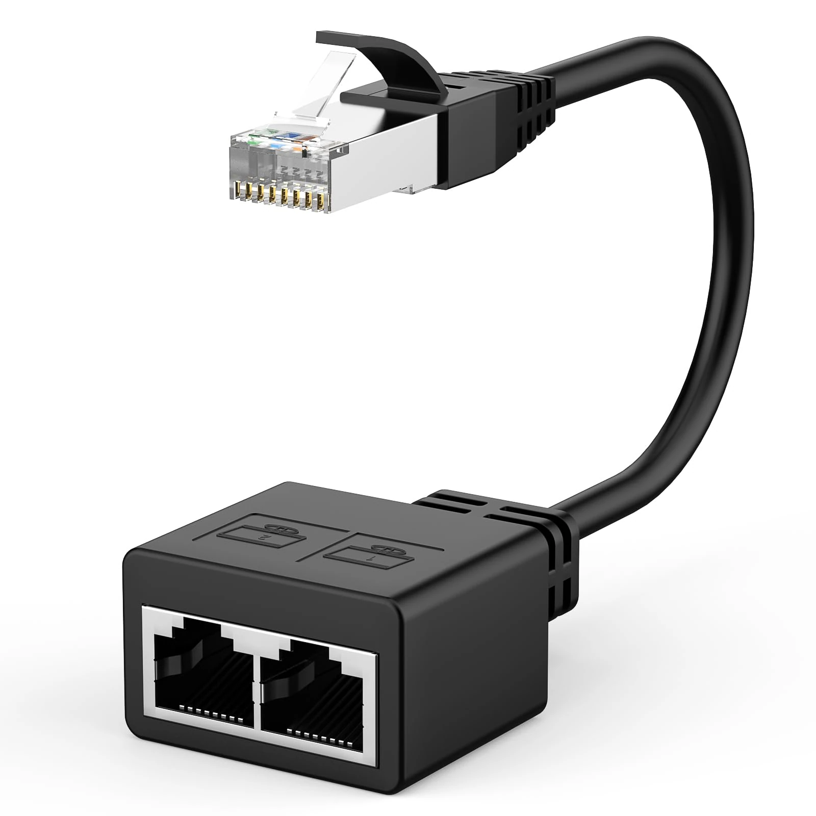 1 to 2 Port RJ45 Network Ethernet Adapter Splitter,lezaface E-thernet S-plitter 1 Male to 2 Female LAN E-thernet S-plitter Adapter Suitable Super Cat5,Cat5e,Cat6,Cat7