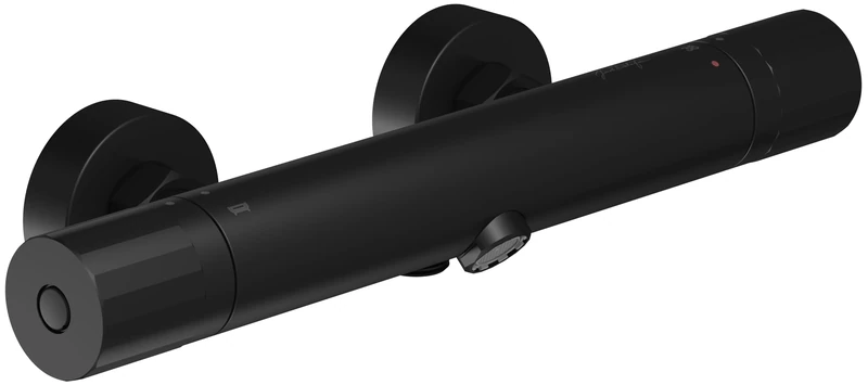 Jacob Delafon - Oscar Wall-Mounted Bath and Shower Mixer - Thermostatic - Water Saving - Compact Bath spout - Faceted Metal Handles - 33.3x6.5x11 cm - Matt Black Finish - E32914-BL