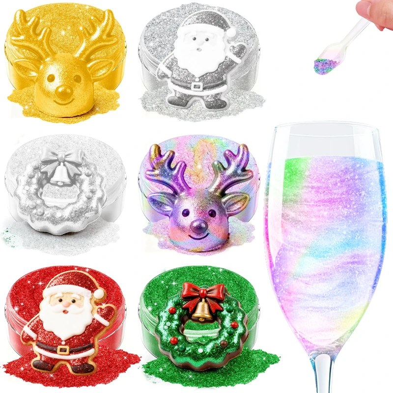 Edible Glitter - 6 Colours x 5 g Edible Glitter for Drinks, Cocktail, Luster Dust Set, Vegan, Sprinkle Cake Glitter for Cake Decorations, Chocolate, Fondant, Cream, Dessert