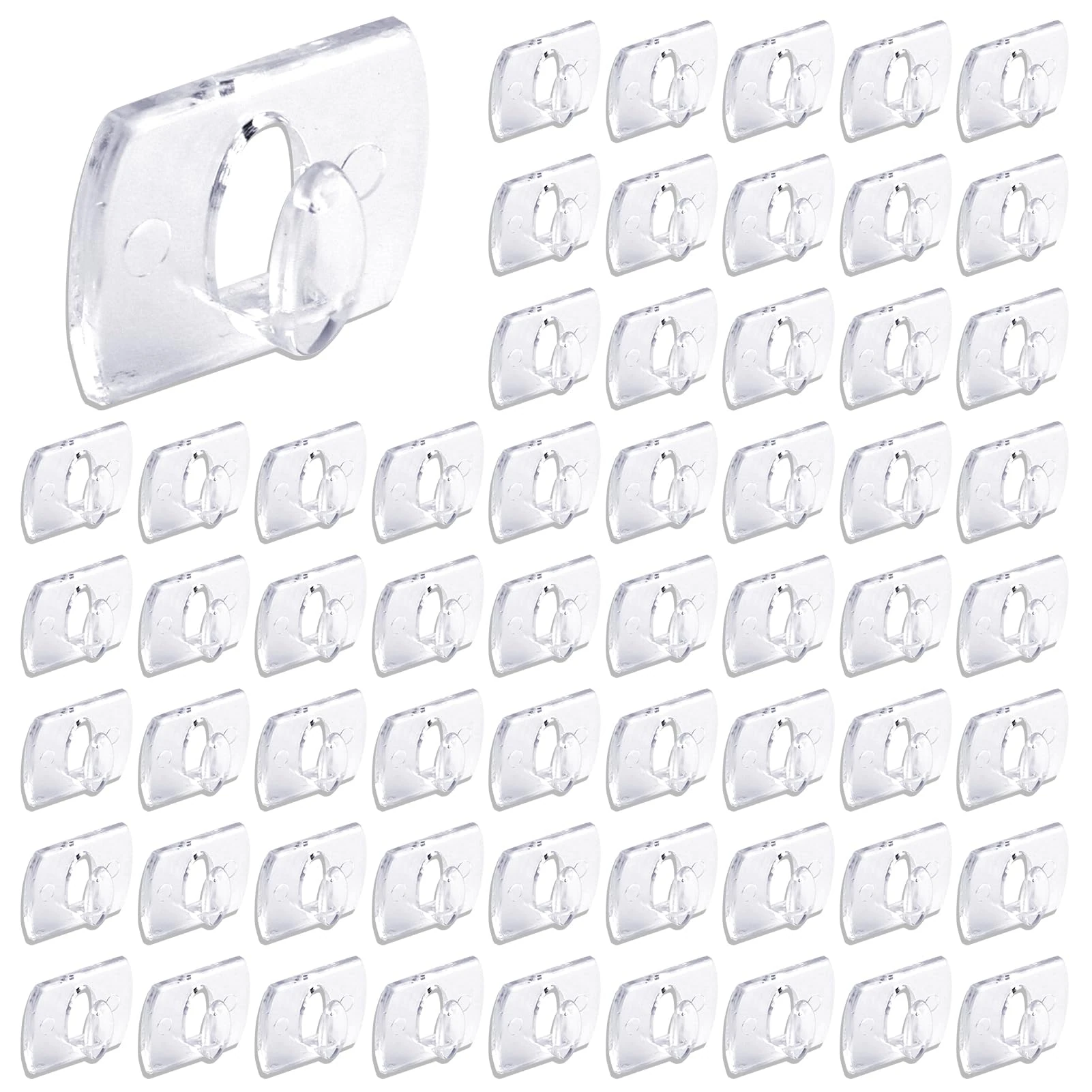 60PCS Indoor Mini Light Clips with 72 Adhesive Strips, Removable Small Decorating Clear Clips Damage Free Christmas Light Clips Hanging Clips Self Adhesive Hooks for Festival Fairy Lights Cables