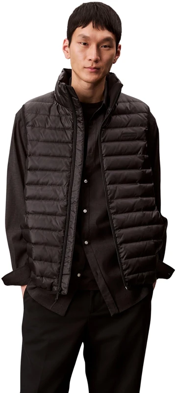 Calvin Klein Men's SLVLSS LT WT NYLON PUFFER VEST Vest, BLACK (Black), S