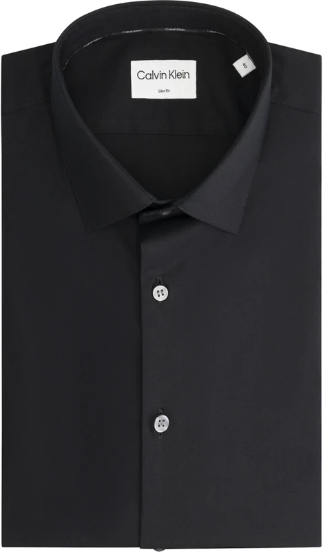 Calvin Klein Men's Slim ESNTL POPLIN NOS STR SLD Dress Shirts, Black (Black), XXL