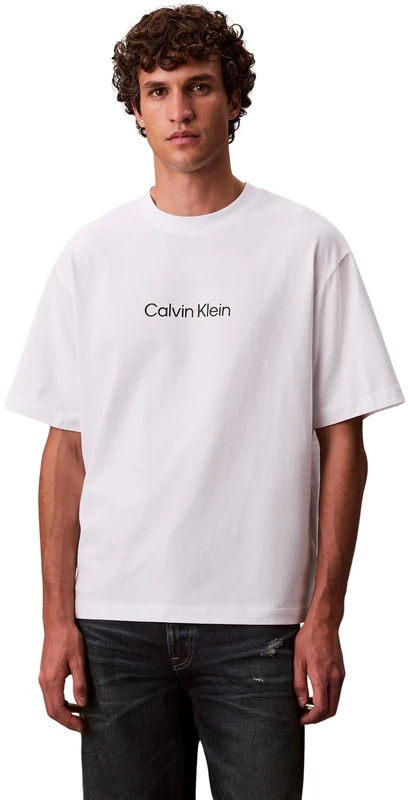 Calvin Klein Men's SS RLXD Standard Logo CREWNK TEE Tees, White (Bright White), M