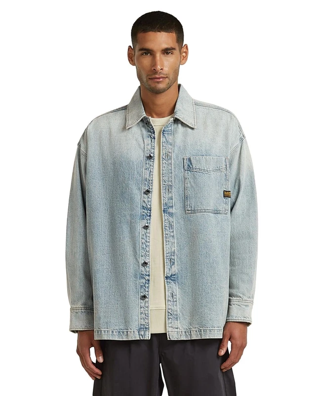 G-STAR Boxy Fit Shirt, Men's Jacket, Color Blue, Size XL