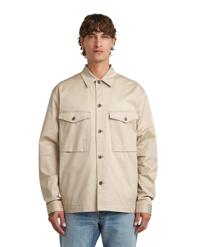 G-STAR Core LW overshirt, Men's Jacket, Color Beige, Size XXL