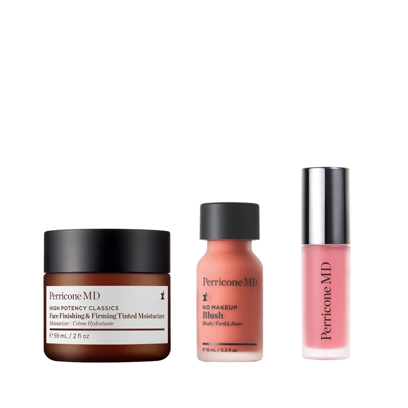 Perricone MD Skincare & Makeup Bundle – Tinted Moisturizer SPF30 (59ml), No Makeup Blush (10ml) & Lip Oil Pink Grapefruit – Hydrating, Firming & Radiant Finish