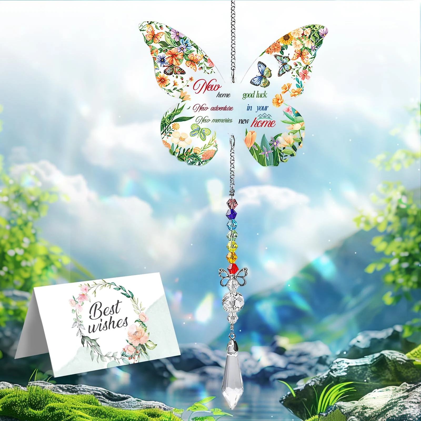 New Home Gifts, Housewarming Gift for New Home Crystal Suncatcher House Warming Present for New House Decoration for Couple Men Women Friend