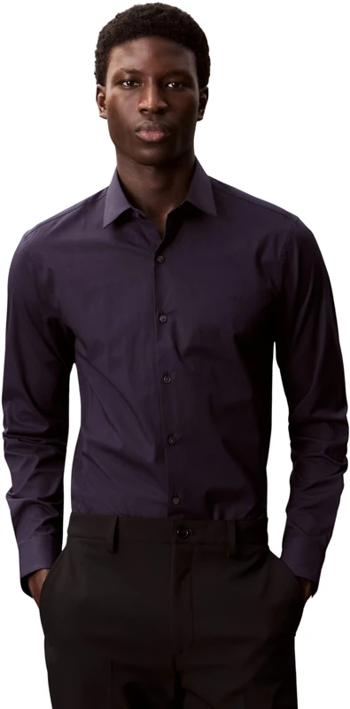 Calvin Klein Men's Slim ESNTL POPLIN NOS STR SLD Dress Shirts, Blue (Night Sky), S