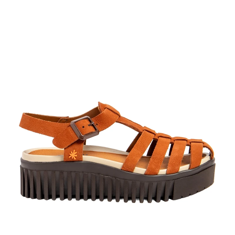 ART Women's 1575 Brighton Flat Sandal, Dark Orange Brown, 7 UK