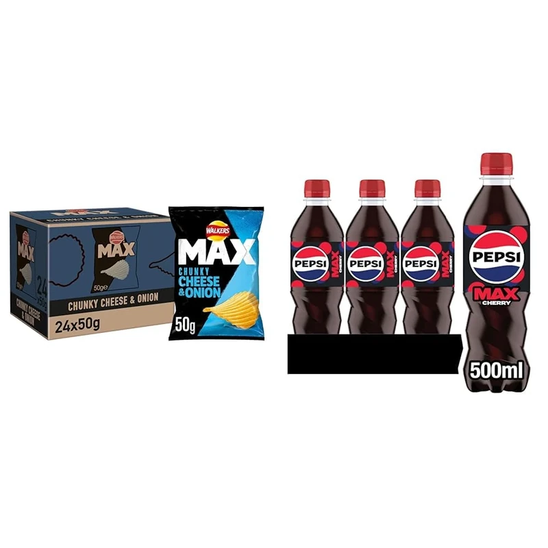 Walkers Max Cheese & Onion Crisps, 50 g, Pack of 24