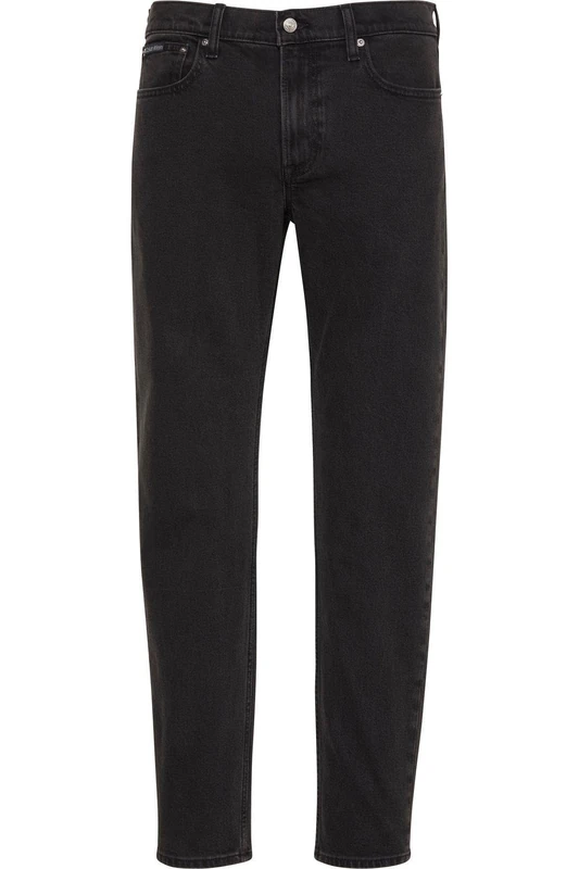 Calvin Klein Men's Slim Taper Black Oil Slick Jean Jeans, Black (CK Essential Black), 33
