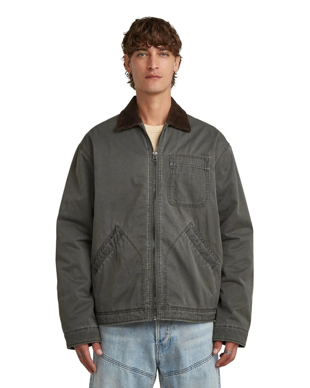 G-STAR Duty canvas trucker, Men's Jacket, Color Gray, Size XXL