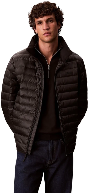 Calvin Klein Men's LS LT WT NYLON CHANNELED PUFFER Jackets, BLACK (Black), L