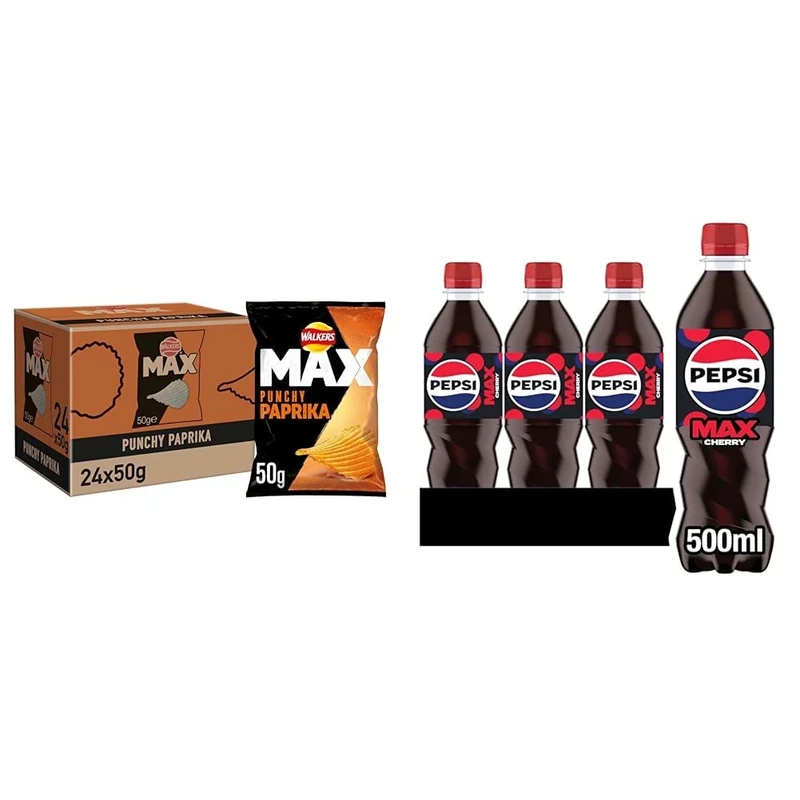 Walkers Max Paprika Crisps, 50 g, Pack of 24