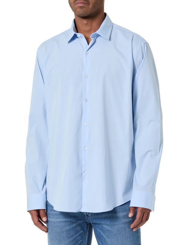 Calvin Klein Men's Slim ESNTL POPLIN NOS STR SLD Dress Shirts, Blue (Calm Blue), L