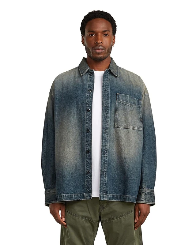 G-STAR Boxy Fit Shirt, Men's Jacket, Color Blue, Size XXL