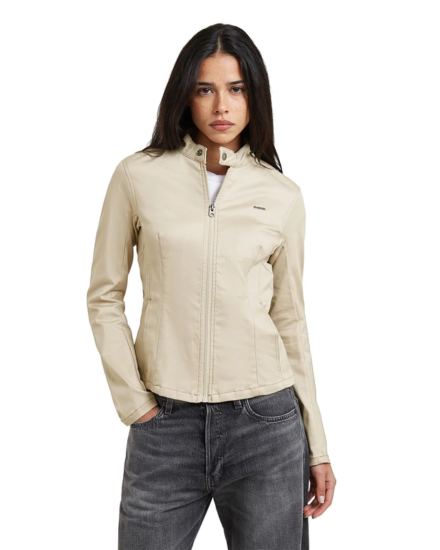 G-STAR Lynn biker jacket wmn, Women's Jacket, Color Beige, Size M