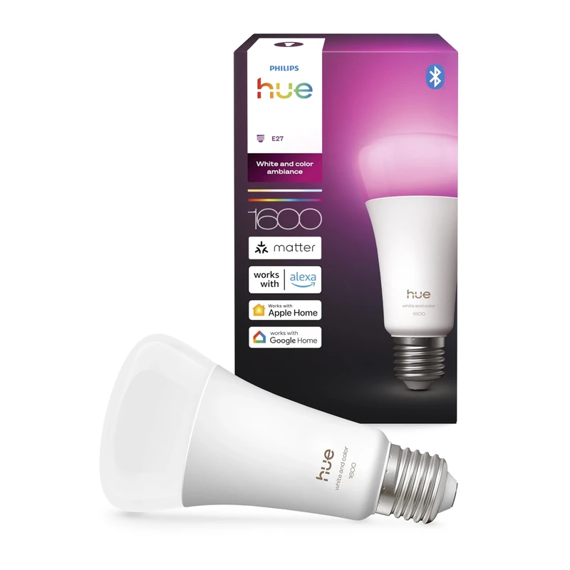 Philips Hue Smart LED A67 Bulb, White and Color Ambiance, E27 Base, 11.8W, Full Spectrum Light 1000K-20000K, 1600 Lumens, Dimmable, Works with Alexa, Google Assistant, and Apple Home, 1 Pack