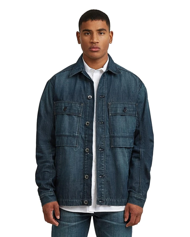 G-STAR Mosa Overshirt, Men's Jacket, Color Blue, Size XXL