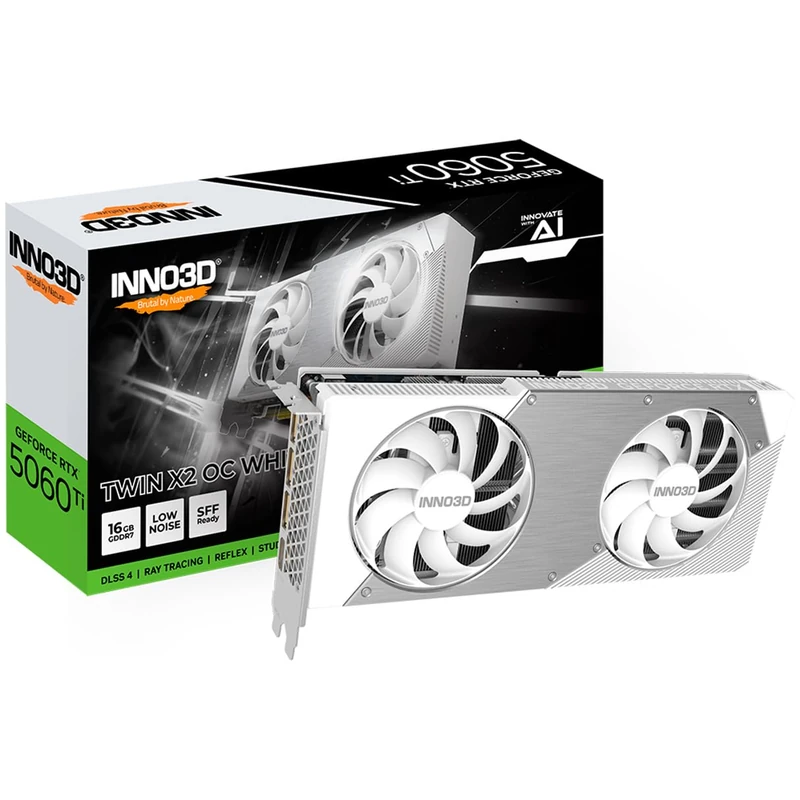 Inno3D GeForce RTX 5060 Ti Twin X2 OC White 16GB GDDR7 N506T2-16D7X-191073W Video Card - Image 1