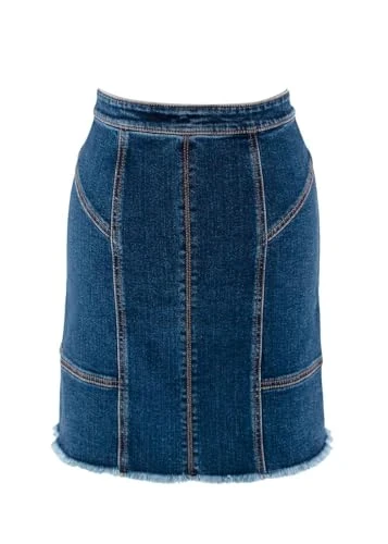 Alexander McQueen Pre-Loved Raw Hem Knee Length Denim Skirt