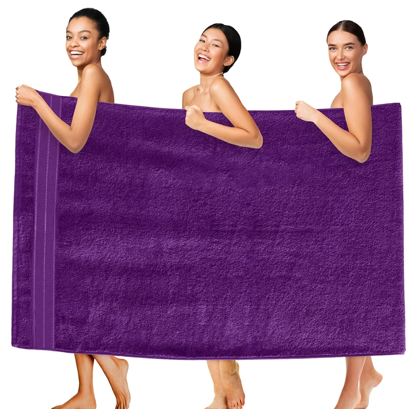 Elegant Comfort Three Line Popcorn Extra Large Luxury Bath Towel - 40" x 80" inch, Premium Hotel Spa Quality 1 Piece Oversized Bath Sheet 100% Turkish Cotton Super Soft Highly Absorbent, Purple
