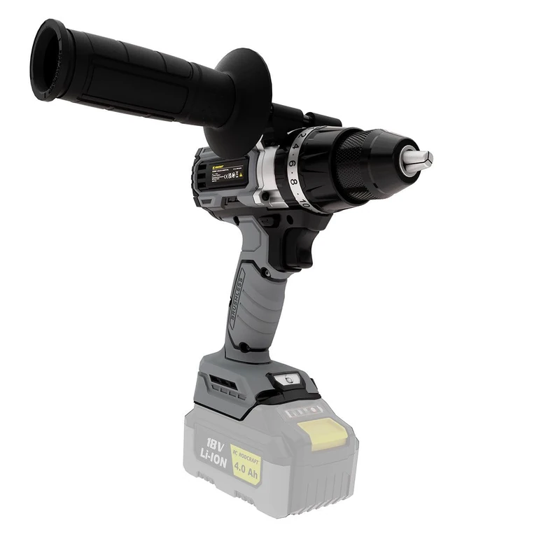 Rodcraft RC9042 Cordless Impact Drill, up to 13mm, 500-2000rpm, LED Light, No Battery, No Charger, in Box with Soft Grip and Side Handle - Image 1