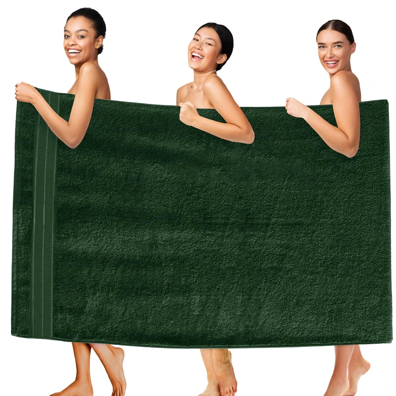 Elegant Comfort Three Line Popcorn Extra Large Luxury Bath Towel - 40" x 80" inch, Premium Hotel Spa Quality 1 Piece Oversized Bath Sheet 100% Turkish Cotton Super Soft Highly Absorbent, Forest Green