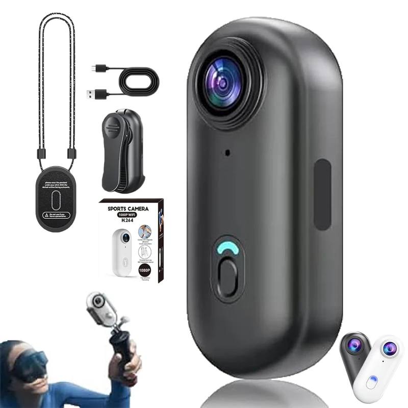 Treklon POV Camera, Treklon Body Camera, HD 1080p/4k Pocket Action Cam,with Ip68 Waterproof Wearable Action Cameras, 170° Wide Angle, for Travel, Pet Walking & Outdoor Sports (1080P Black-A,32G)