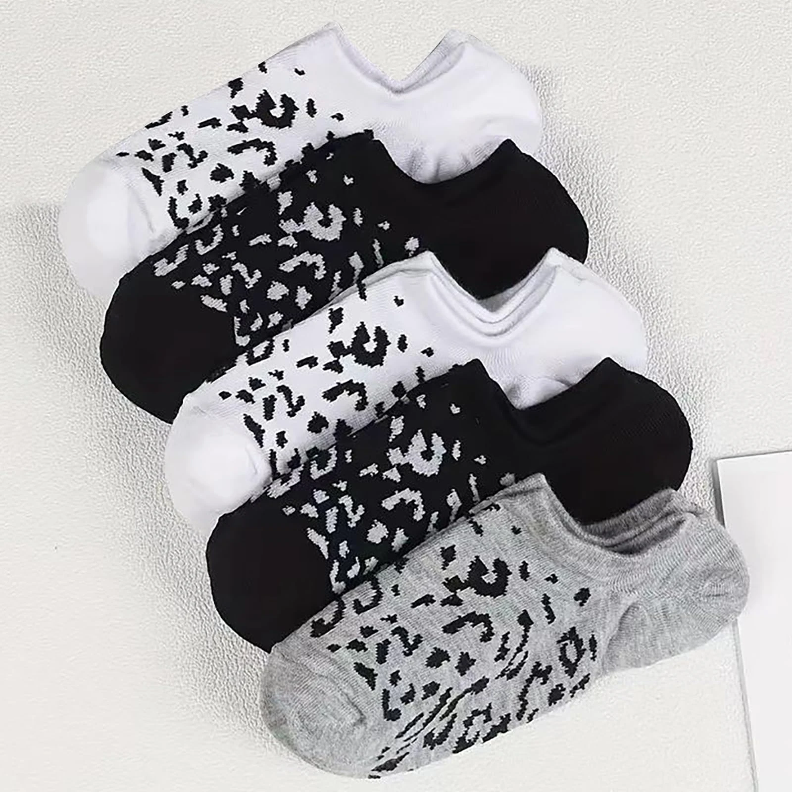 5pair Ankle Socks for Women Men Summer Breathable Socks Non Slip Comfortable Wear for Running Hiking Travel, Multicolor 6, 7 UK