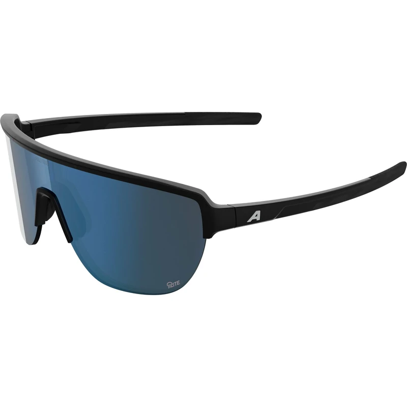 ALPINA RAM II Q-LITE – sports glasses for women and men, with enhanced contrast lenses, lightweight and unbreakable, for cycling, running, or outdoor activities - black matt (blue) - M