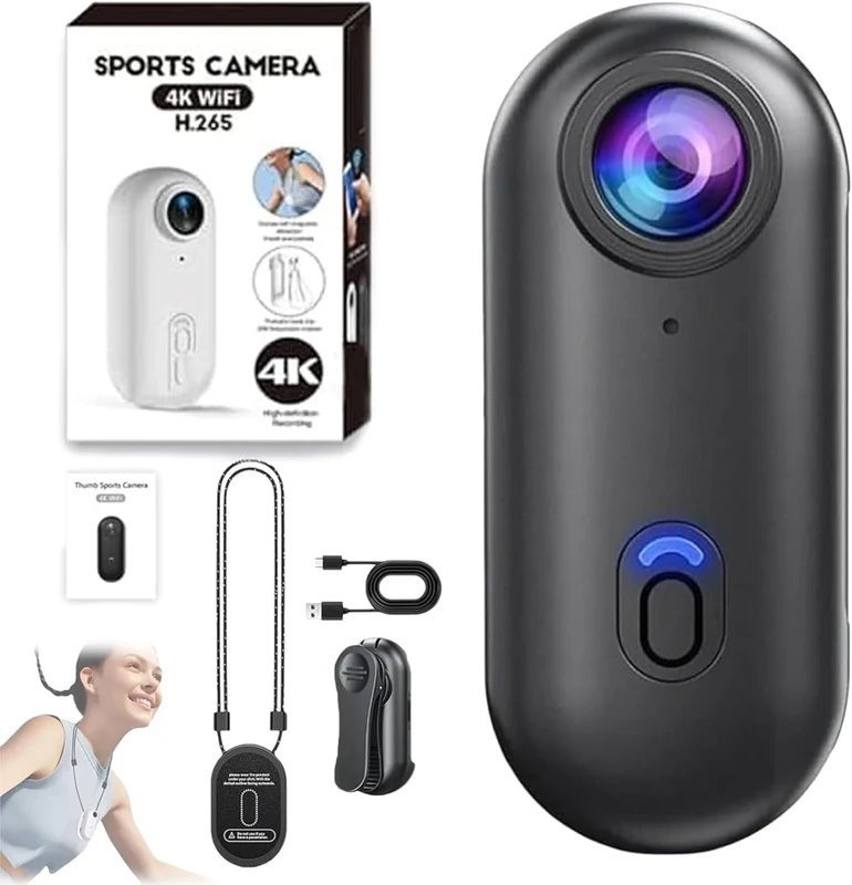 Treklon POV Camera, Treklon Body Camera, HD 1080p/4k Pocket Action Cam,with Ip68 Waterproof Wearable Action Cameras, 170° Wide Angle, for Travel, Pet Walking & Outdoor Sports (4K Black-A,32G)