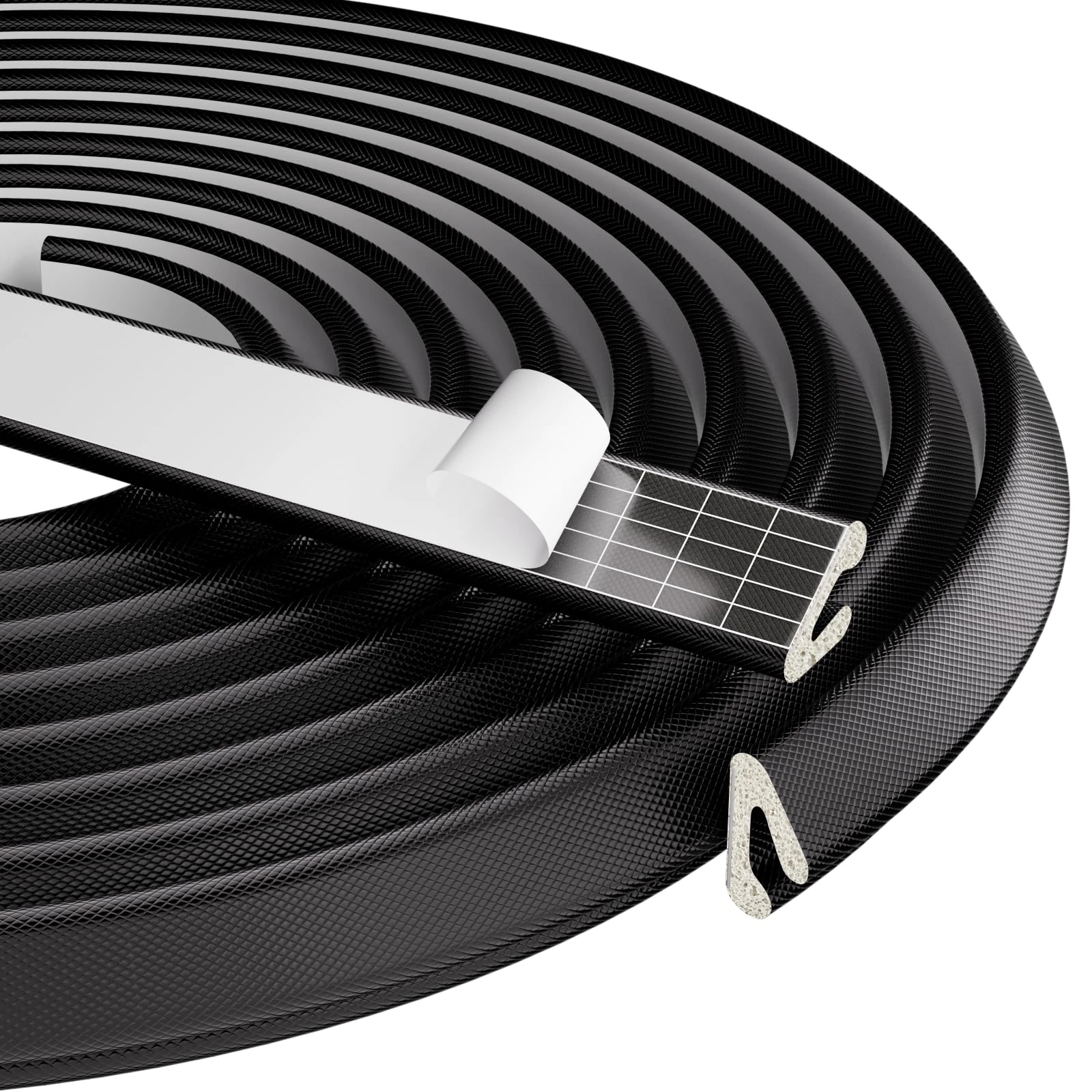 2Pcs×8M Black V-Shape Foam Weather Seal Strip Draught Excluder for Door Frame and Small Gaps,Anti-Collision Self Adhesive Soundproof Windproof Dustproof Stripping,Draft Excluder Insulation Tape