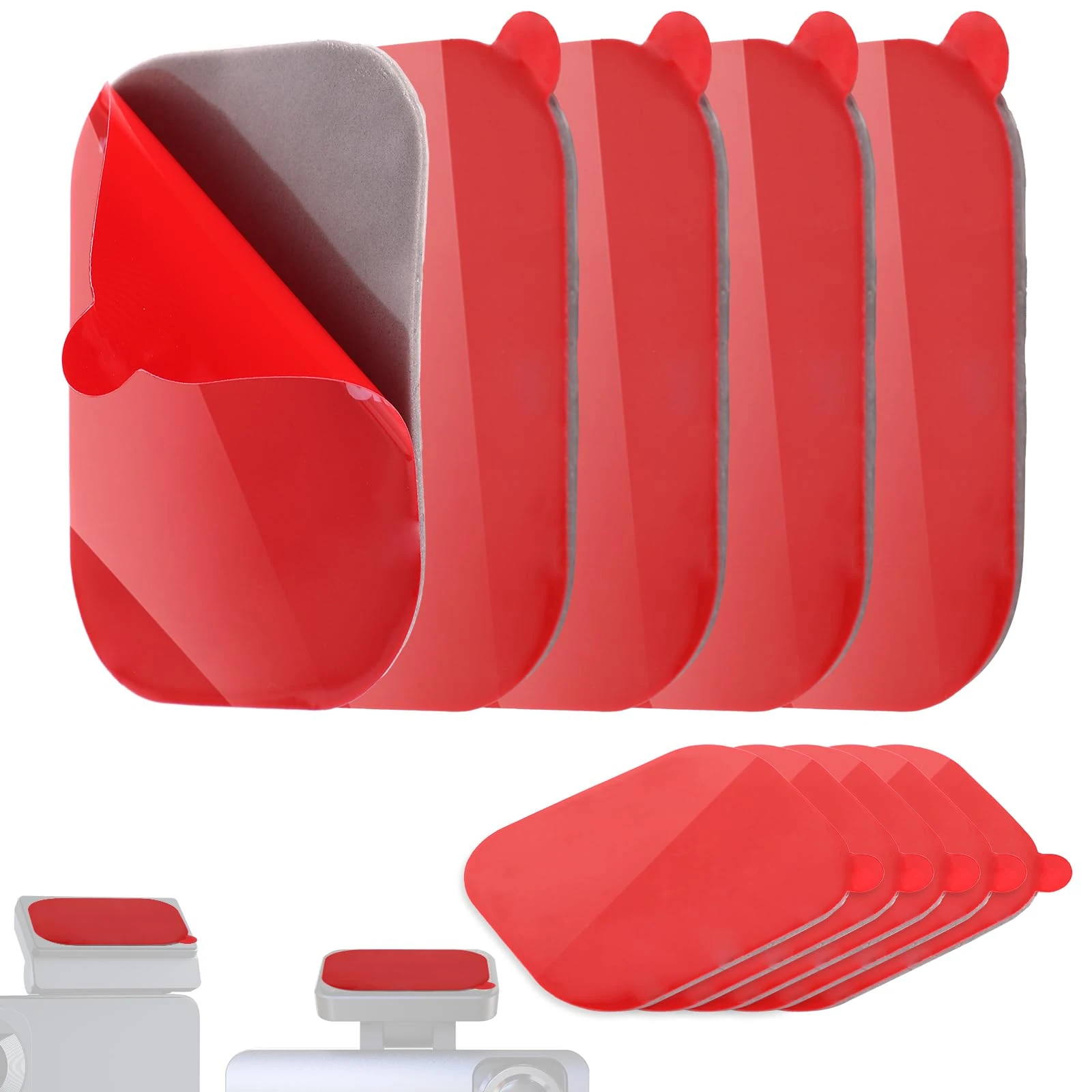 lasuroa 10pcs Dash Cam Adhesive Pad, Heat-Resistant Square Windshield Sticky Pads with Electrostatic Film Double-Sided Mounting Tape for Car Dashcam Dashboard GPS Mount