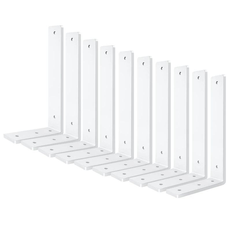 White Floating Shelf Bracket 12 Inch, 10 Pack Heavy Duty Shelf Brackets, Black Wall Shelf Bracket for DIY Decorative with Mounting Hardware