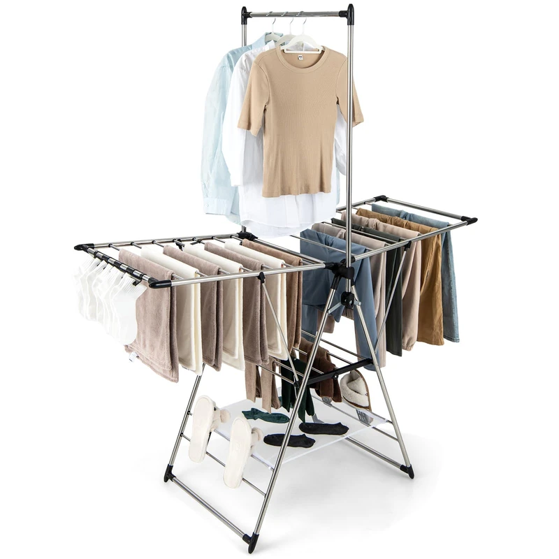 FANTASK Clothes Airer, Metal Plastic, Gray, 67.5 x 156.5 x 192.5cm - Image 1
