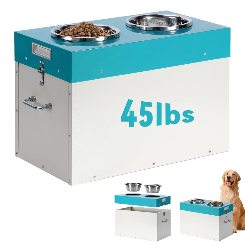 Large Elevated Dog Bowls with Storage