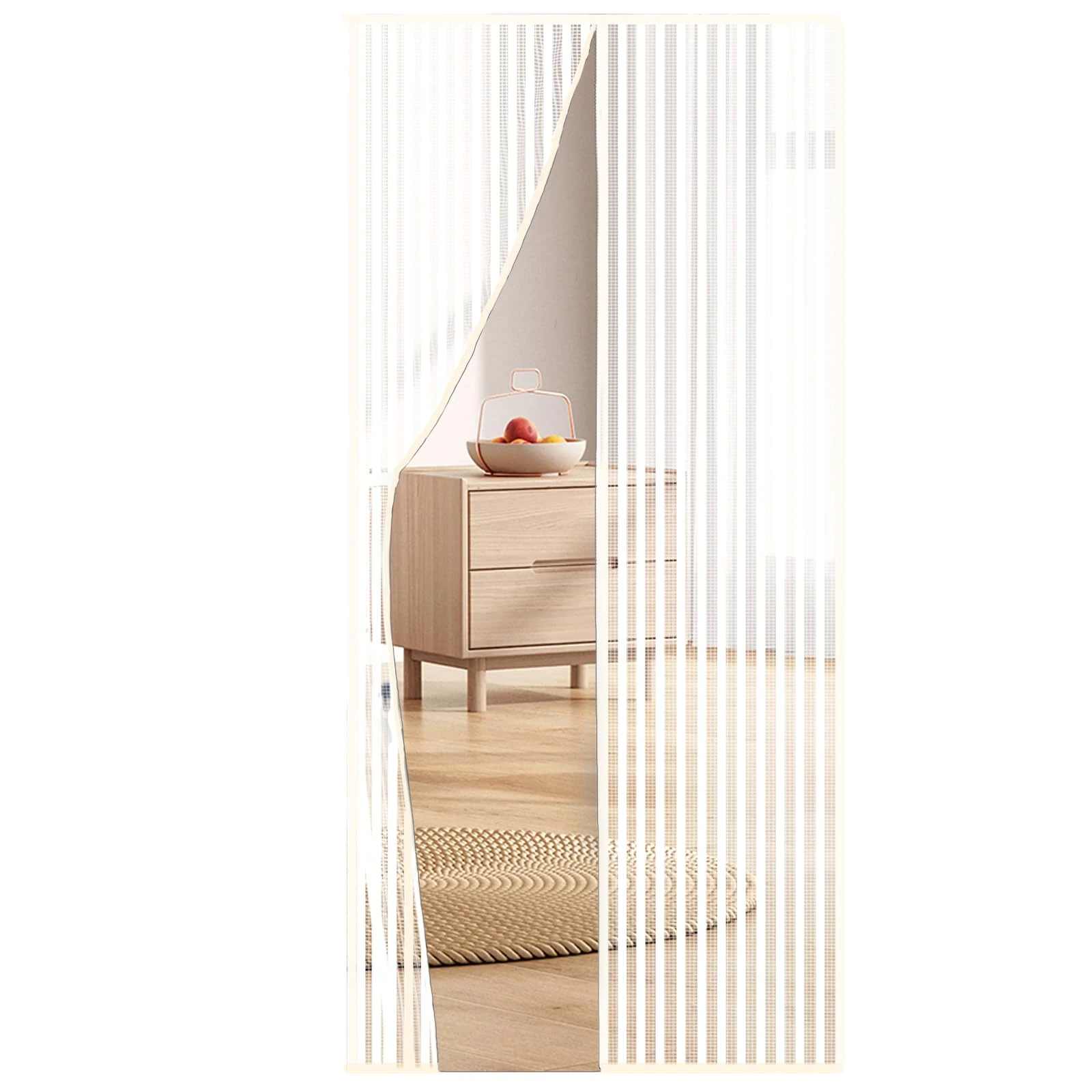 Cascovll Magnetic Screen Door,Heavy Duty Self-Sealing Fly Mesh,with Powerful Magnets & Full Frame Magic Tape No Gap,Lets Fresh Air in (with Stay Open Buckles,80×200cm,White)
