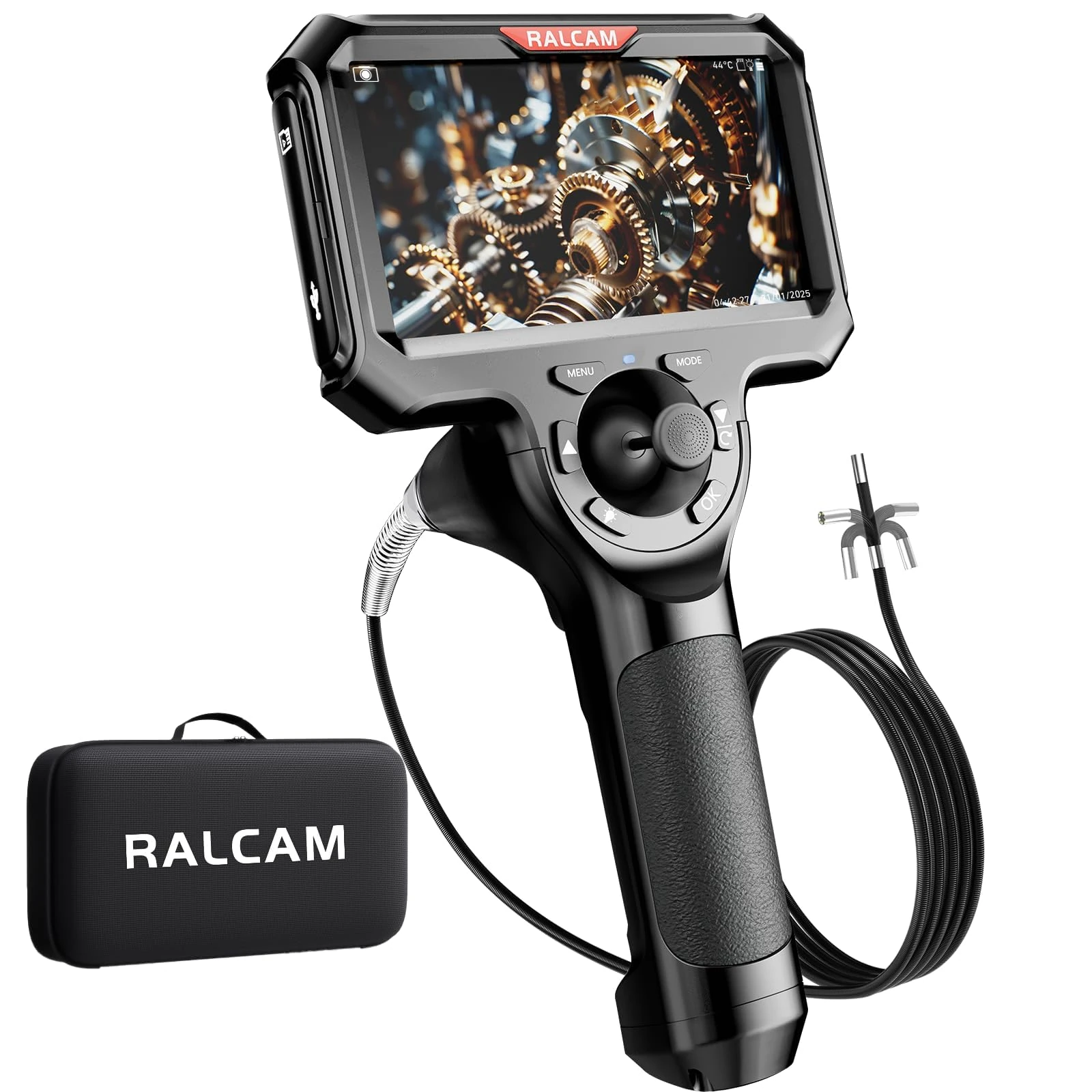 4-Way 360° Articulating Borescope, Ralcam Joystick 5" Endoscope Camera with Light, 6.2mm Slim Snake Inspection Camera with 5.0ft Semi-Rigid Cable for Engine, Pipe (6.2MM-5.0FT Semi-Rigid)