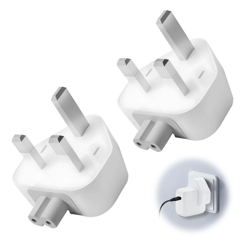 2PCS UK AC Adapter Wall Plug Power Travel Charger for USB-C Power Adapters Wall Plug 3 Pins Standard Head Travel Plug for MacBooks Pro Air Mac iBook iPod iPad iPhone USB Power Adapters Replacement