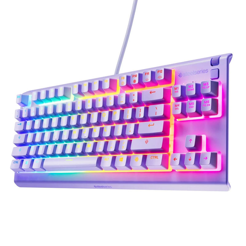 SteelSeries Apex 3 TKL - Gaming Keyboard - Tenkeyless Compact Form Factor - Silent Gaming Keyboard - 8-Zone RGB Illumination - IP32 Water & Dust Resistant - French AZERTY Layout, Lavender