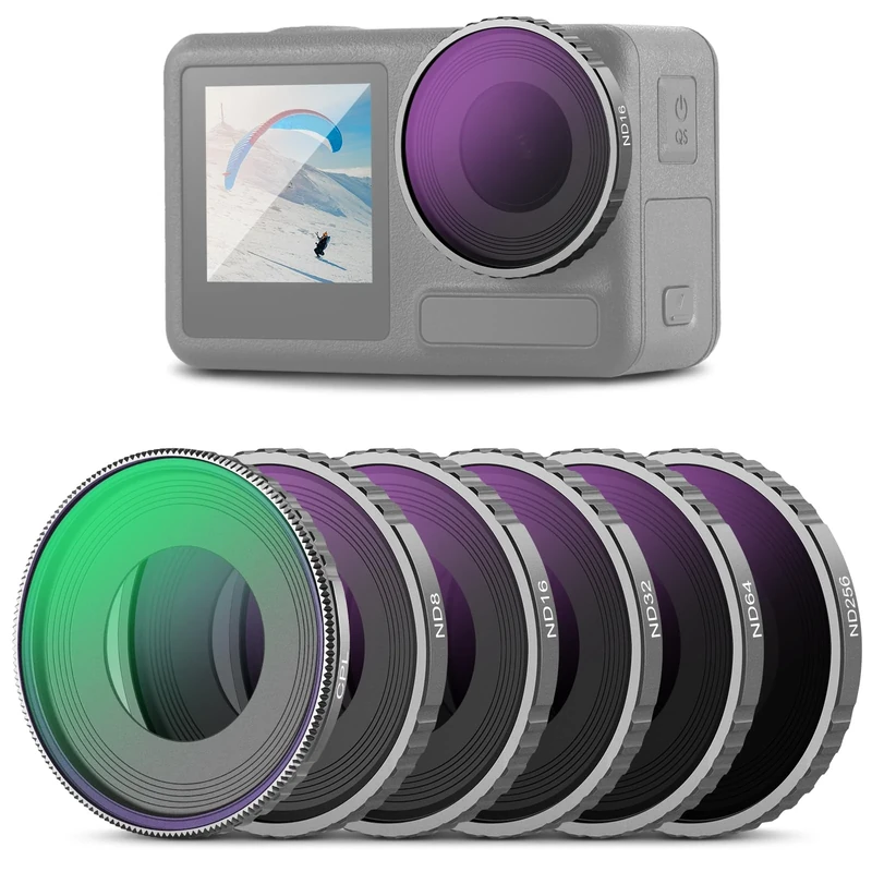 NEEWER 6 Pack ND Filter Set Compatible with DJI Osmo Action 5 Pro/Action 4, Multicoated HD Optical Glass CPL + ND8 + ND16 + ND32 + ND64 + ND256 Action Camera Lens Neutral Density Accessories, FL-N70