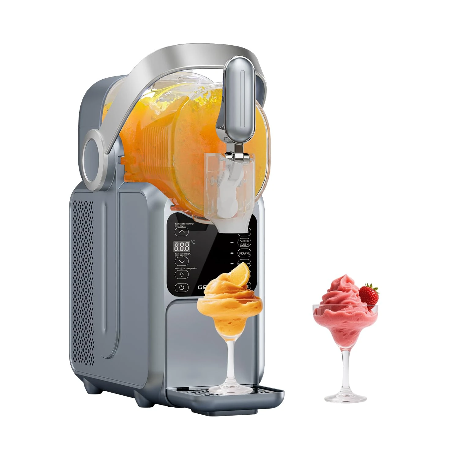 Slushie Machine, 3L No Ice Needed Slushie Maker for Home with Portable Handle, Real-time Temperature Display, 5 Preset Modes for Margaritas, Frappés, Milkshake, Juice and More