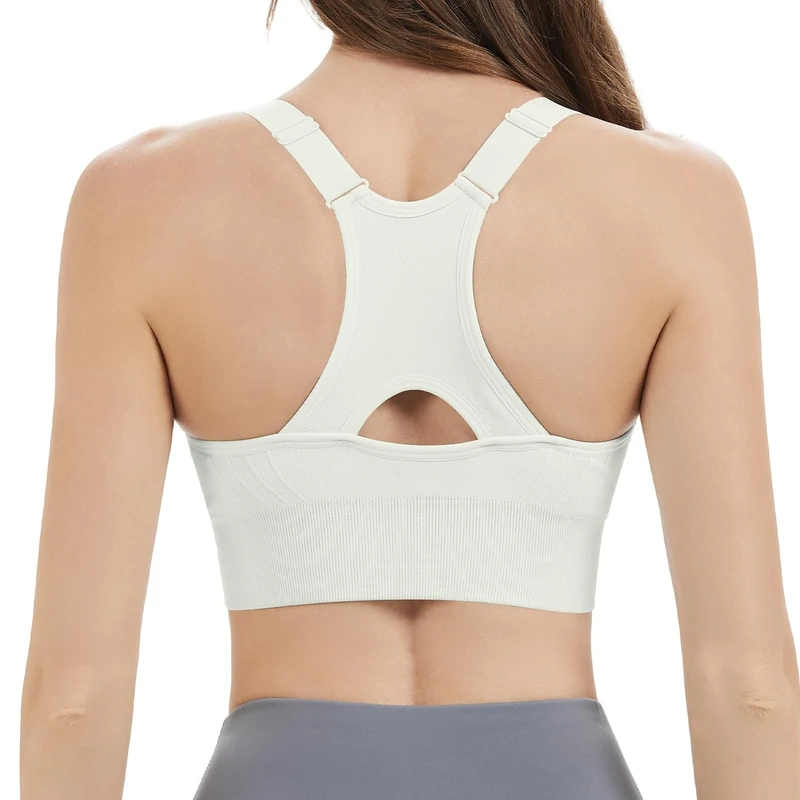 Nabawa Racerback Sports Bras for Women High Impack Adjustable High Support Sports Top Unpadded Seamless Workout Yoga Gym Bra,Grey S