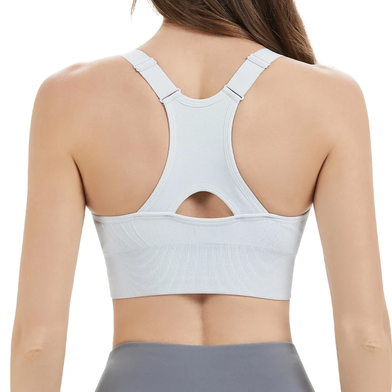 Nabawa Racerback Sports Bras for Women High Impack Adjustable High Support Sports Top Unpadded Seamless Workout Yoga Gym Bra,Green S