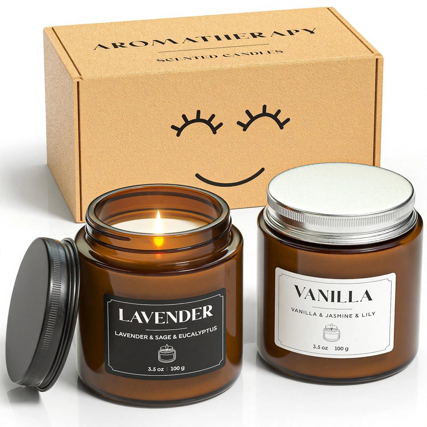 NORVENCE Candles Gifts for Women, Scented Candle Gift Set, Premium Soy Candles for Women and Men, Relaxing Candle Gifts for Birthday & Christmas (Black & White, 200G)