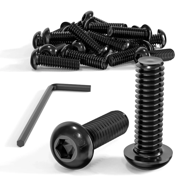 Wavanta M6 Bolts, M6 x 20mm Button Head Screws, Allen Socket Bolts Screws, Carbon Steel 10.9 Grade, Black Oxide Finish, Pack of 20