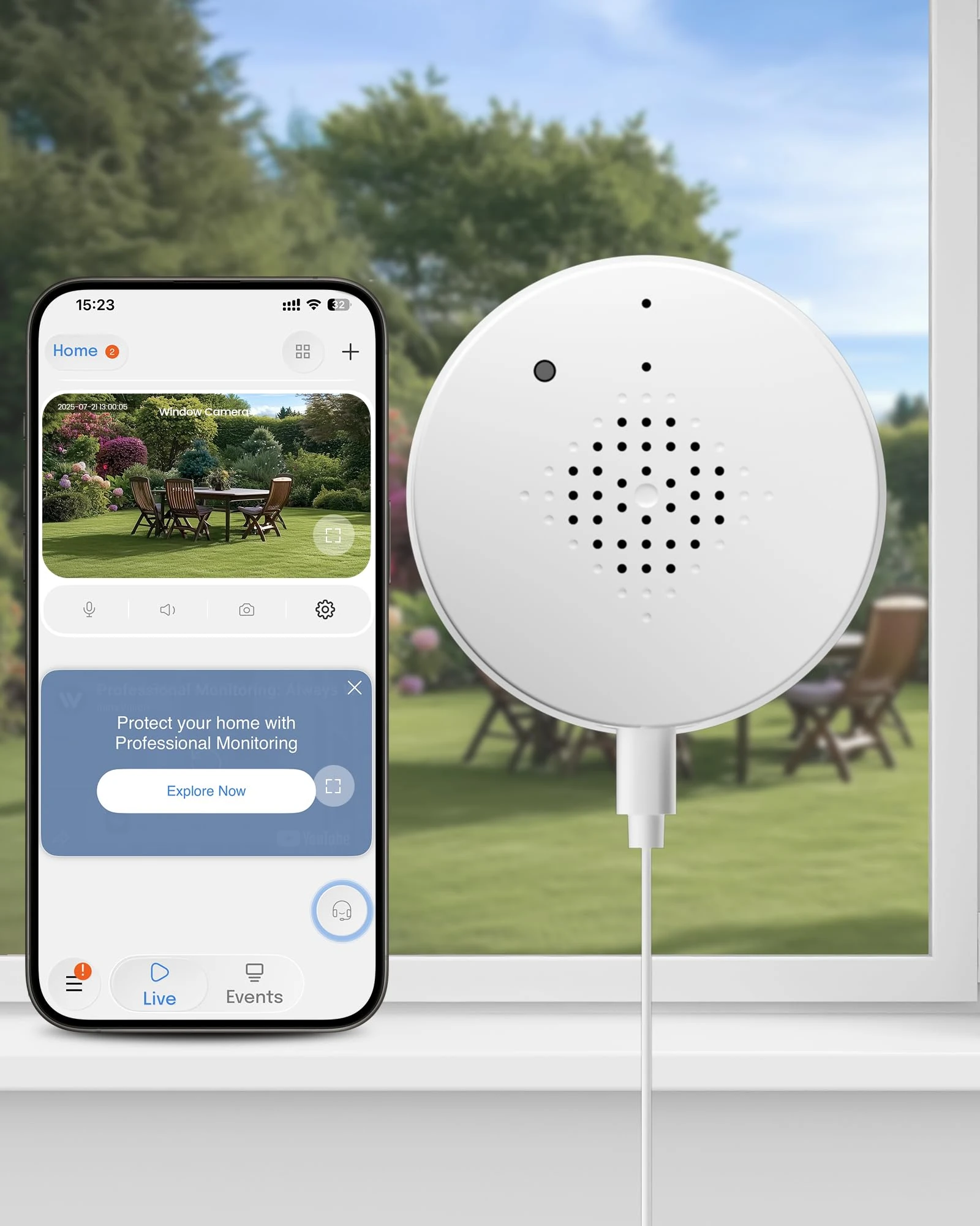AKINGUAR 3MP 2K Window Camera, WiFi6 Indoor Camera for Home Security, with Full-Color Night Vision, AI Person & Vehicle & Motion Detection, 2 Way Audio, 24/7 Recording, Easy & Quick Install in Seconds