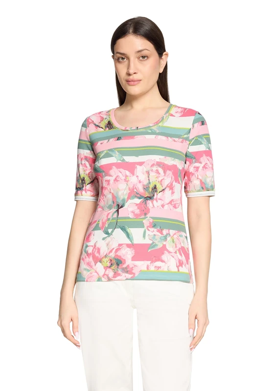 Betty Barclay Mathilde T-Shirt, Pink/Cream, 50, Ladies