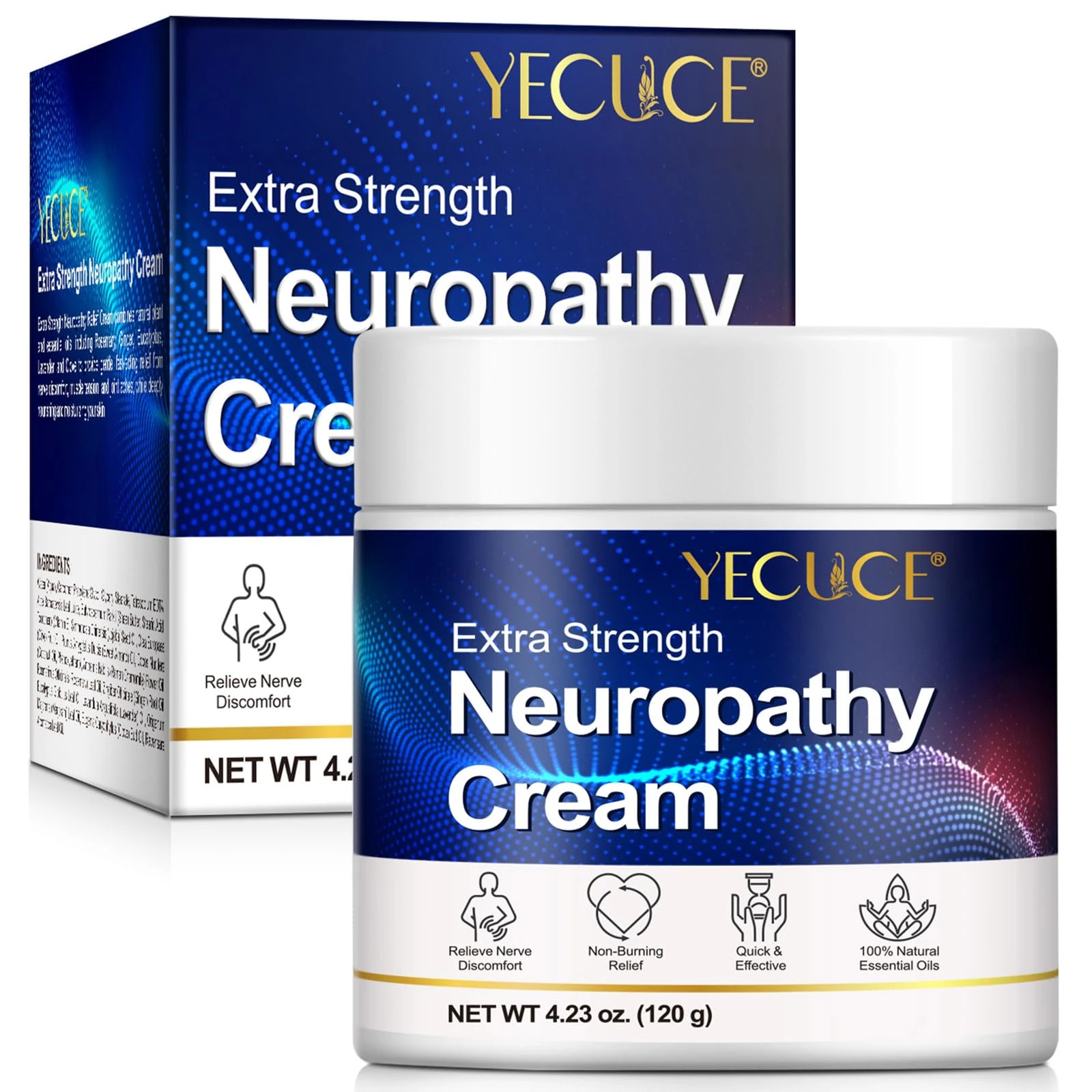 Neuropathy Cream Extra Strength to Stop Pain, Nerve Pain Relief Cream for Feet, Legs, Hands, Back with Arnica Lavender B6, Natural Calm Soothing Pain Relief Massage Gel for Muscle & Joint